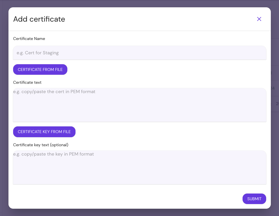 Add Certificates in the Enterprise Console